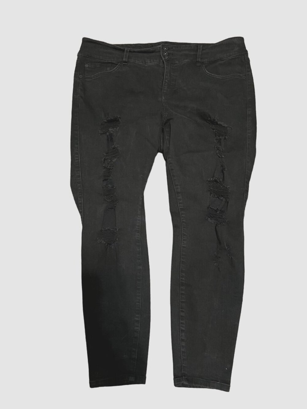 Torrid Premium Black Distressed Ultra Skinny Jeans Ripped Stretch High Rise 20